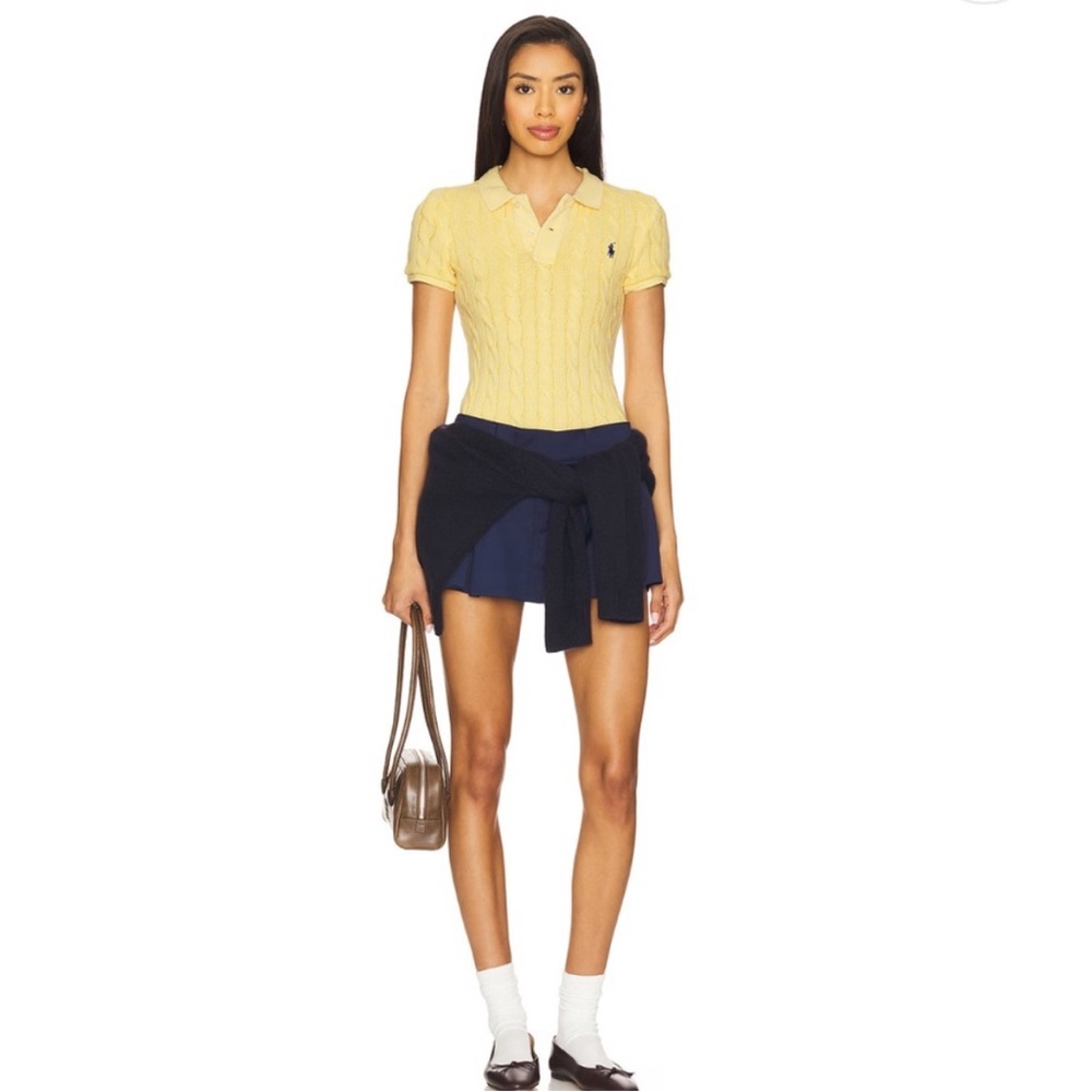 Price firm NWT Polo Ralph Lauren Fall Yellow Cable Knit short sleeve Sweater - Picture 5 of 6